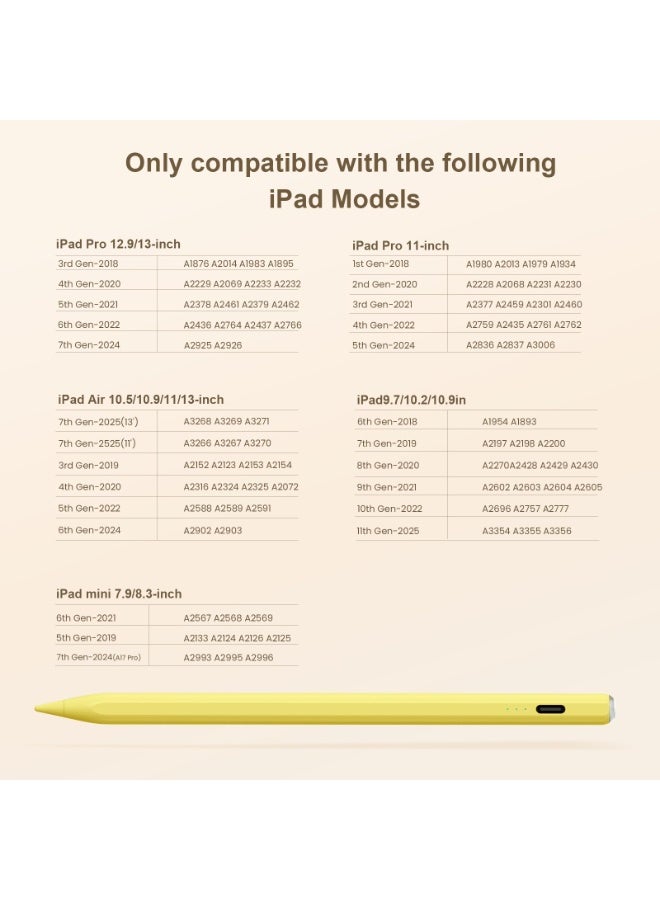 هيان 2026 أحدث قلم Stylus لـ iPad (2018-2025) -13 دقيقة شحن سريع مع حساسية الميل ورفض النخيل لـ iPad 11/10/9/8/7/6th Gen ، Air 7/6/5/4/3/M3/M2 ، Pro 13 "/12.9" /11" /M4 ، Mini 7/6/5th - Image 3
